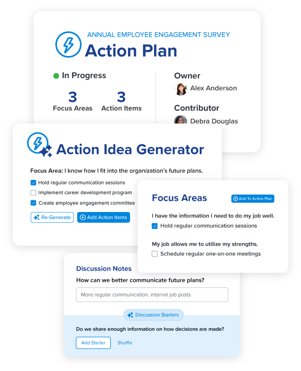 Quantum Workplace action planning interface with AI idea generator